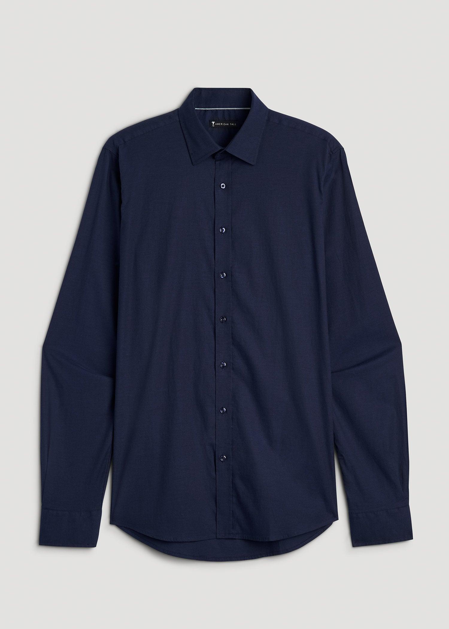 Oskar Button-Up Dress Shirt for Tall Men in Deep Blue Mix Product Image