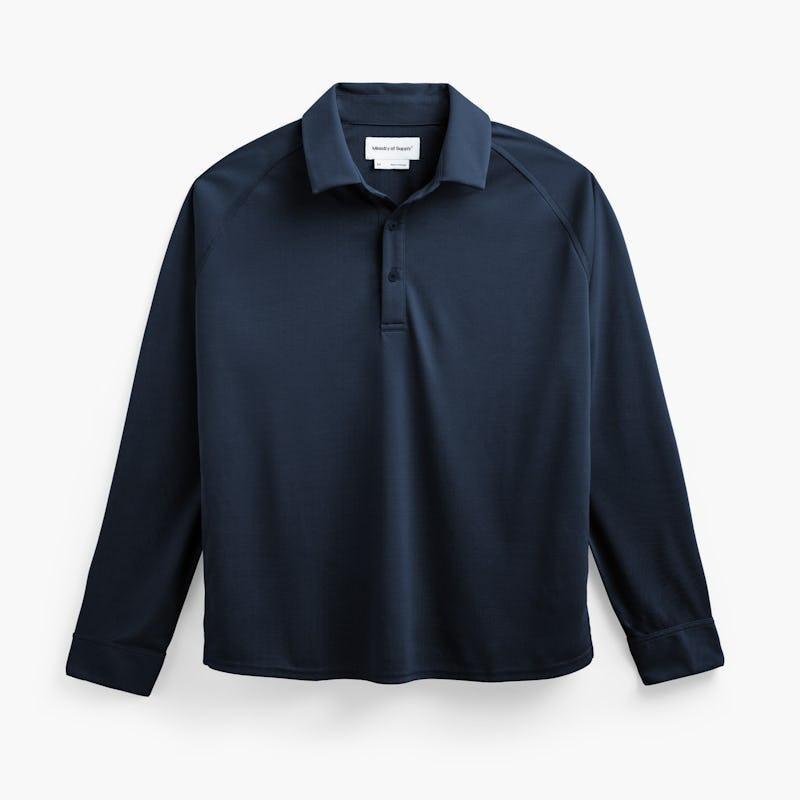 Navy Men's Apollo Raglan Long Sleeve Polo Product Image