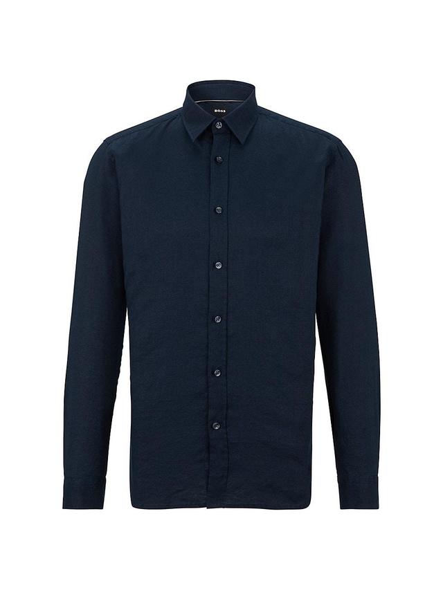 Mens Slim-Fit Shirt In Stretch-Linen Chambray Product Image