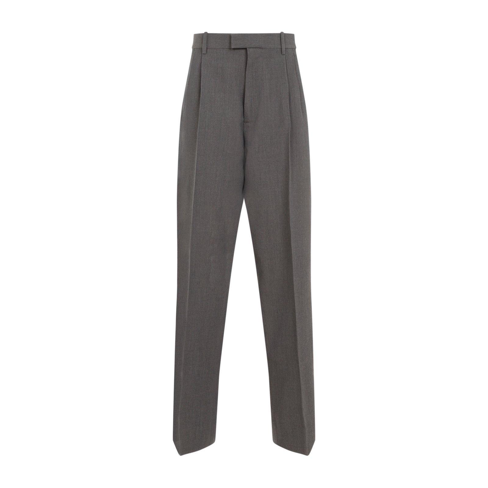 Pleated Tailored Trousers In Grey Product Image