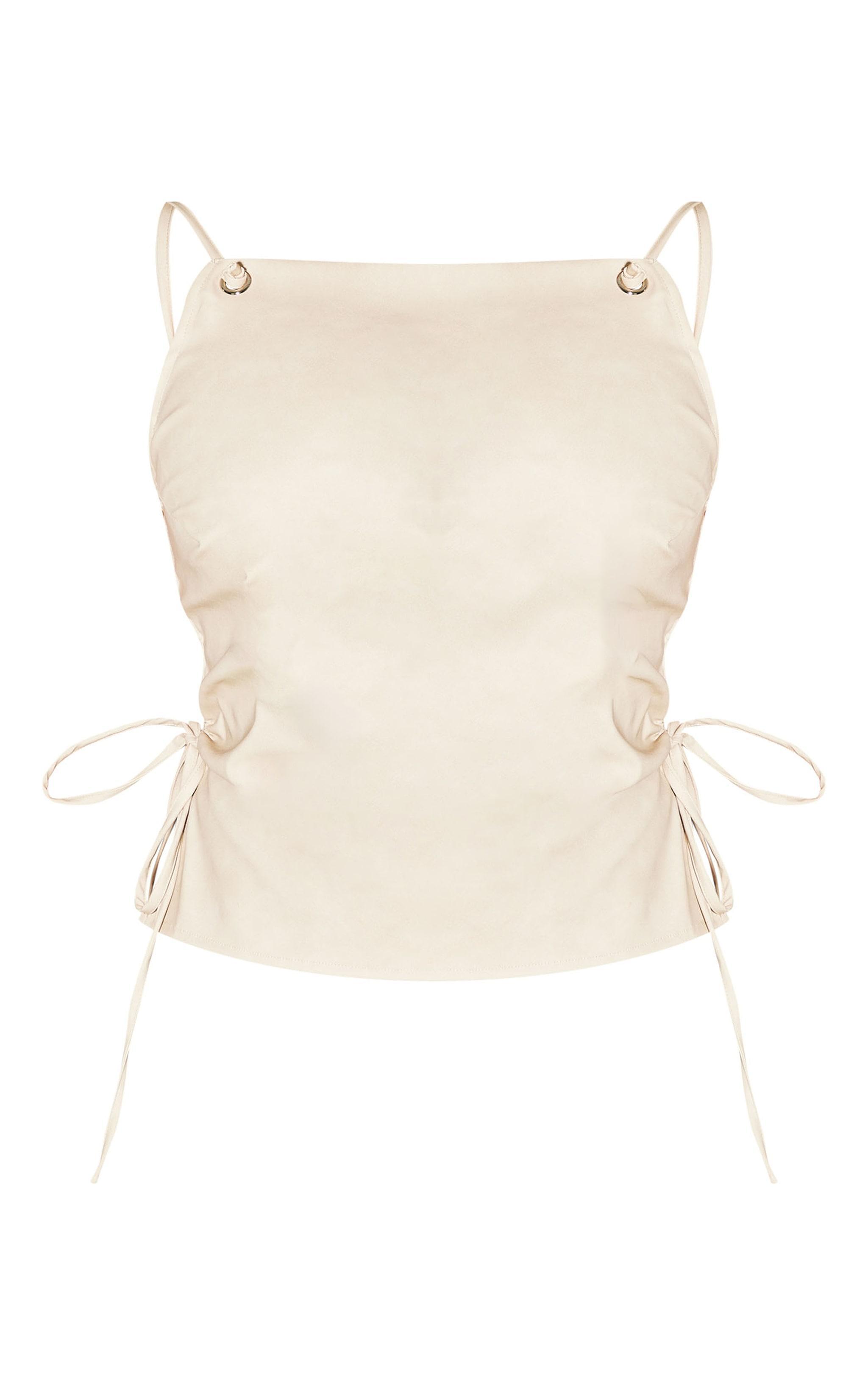 Plus Cream Faux Leather Open Back Top Product Image