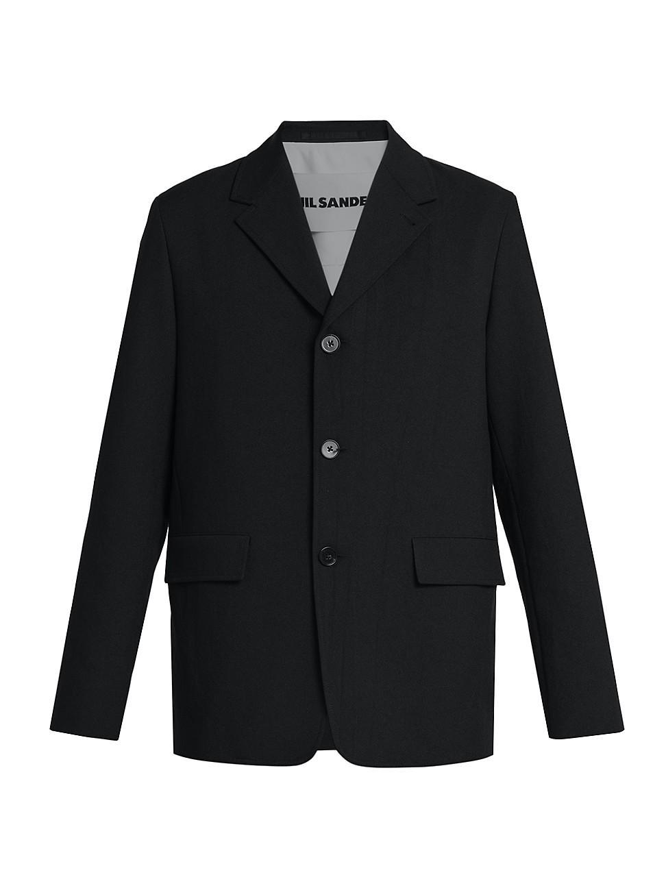 Mens Single-Breasted Wool Jacket Product Image