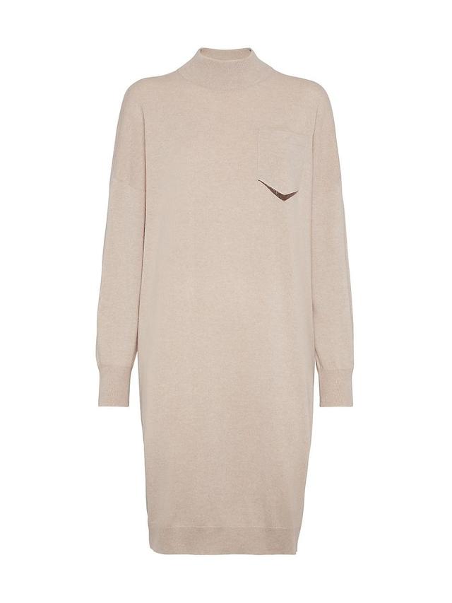 Womens Cashmere Sweater Dress With Shiny Shadow Pocket Product Image