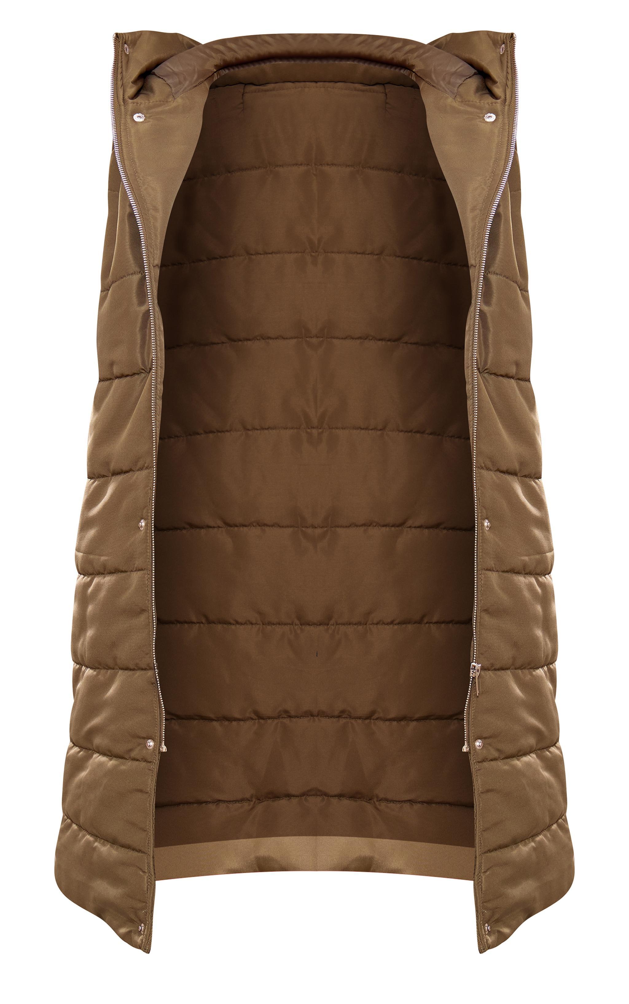 Khaki Longline Puffer Vest Product Image