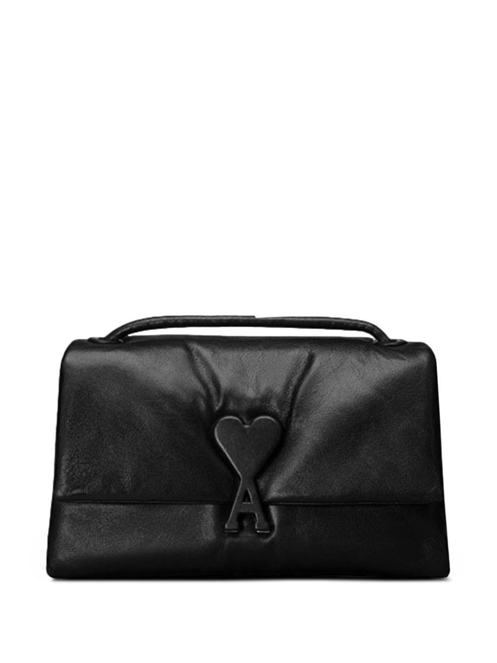 AMI ALEXANDRE MATTIUSSI Ami De Coeur Leather Shoulder Bag In Black Product Image