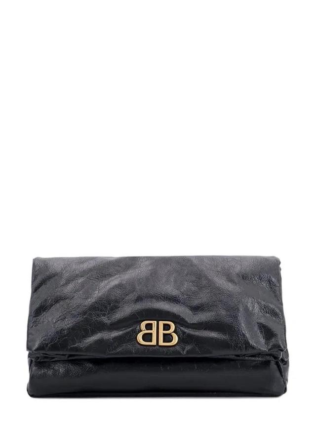 BALENCIAGA Monaco Bb Monogram Clutch Bag In Black Product Image