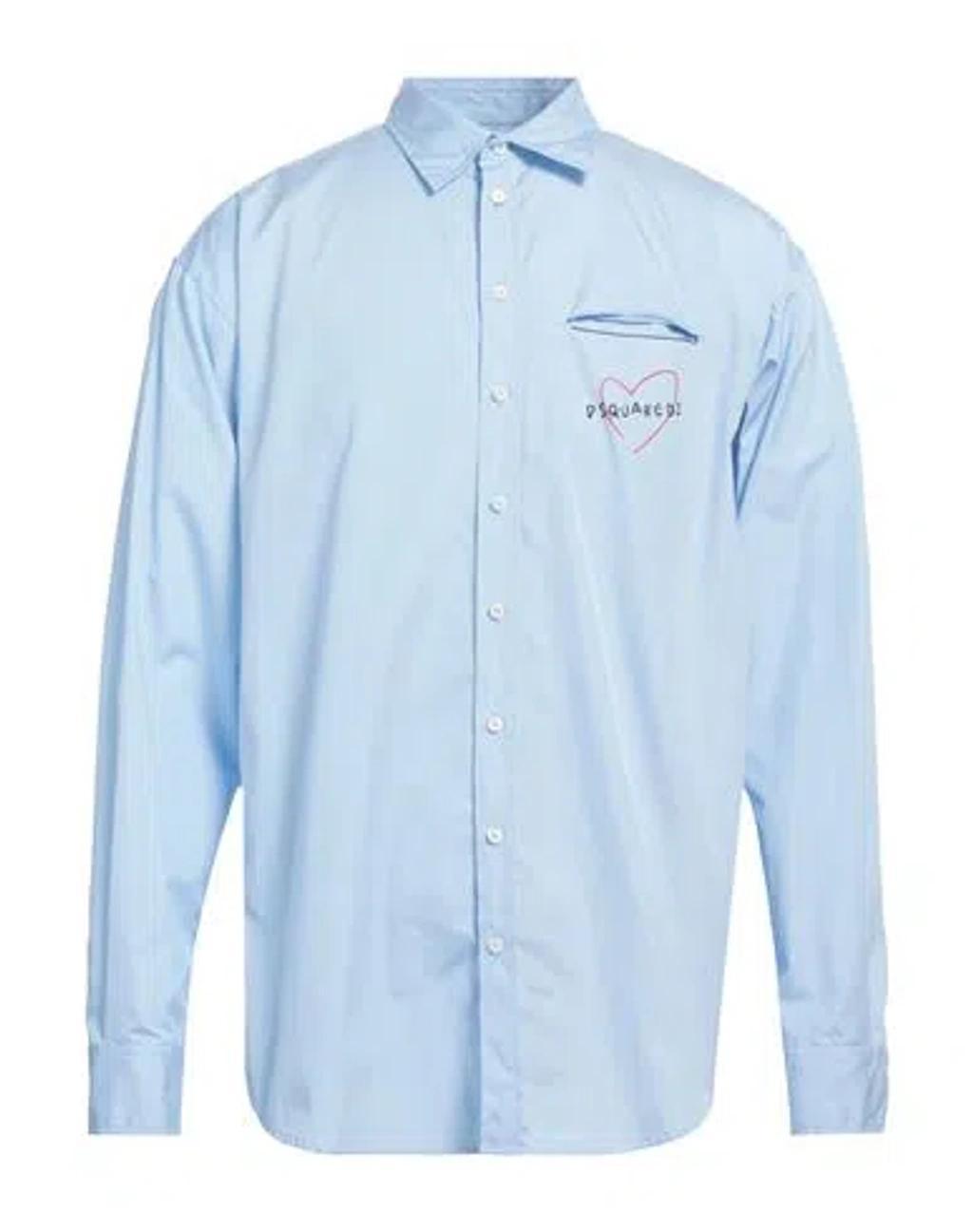 DSQUARED2 Man Shirt Sky Blue Size 42 Cotton Product Image