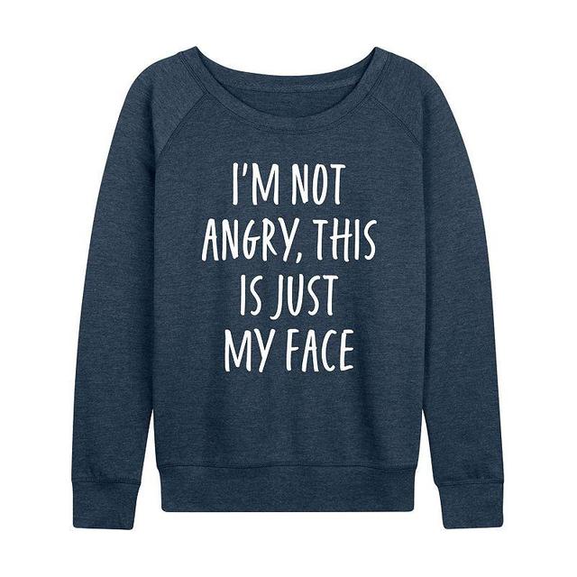 Womens Not Angry Just My Face Slouchy Graphic Sweatshirt Grey Indigo Product Image