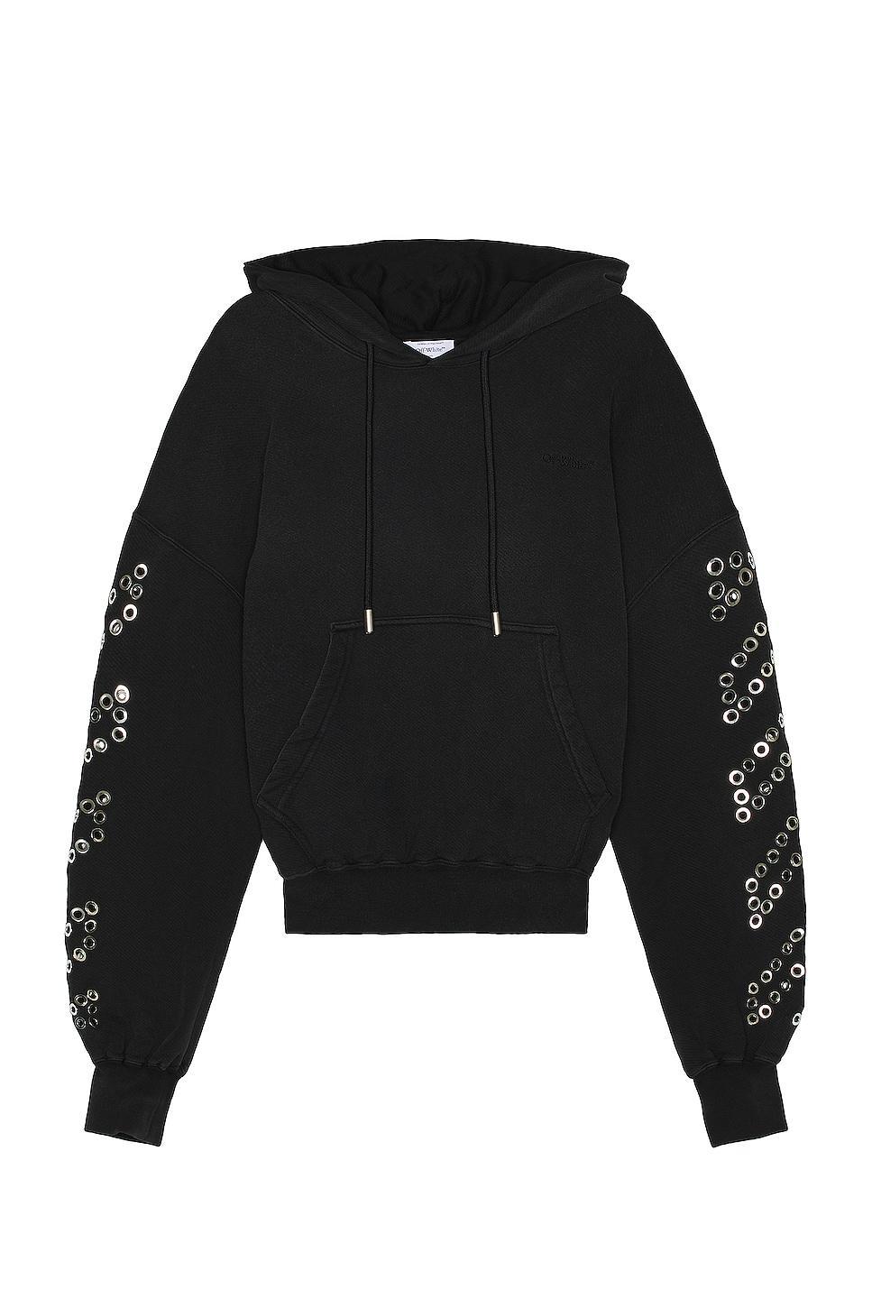 OFF-WHITE Eyelet Diags Over Hoodie in Black Product Image