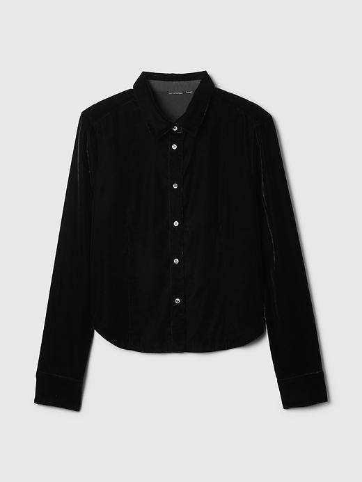 Cropped Velvet Shirt Product Image