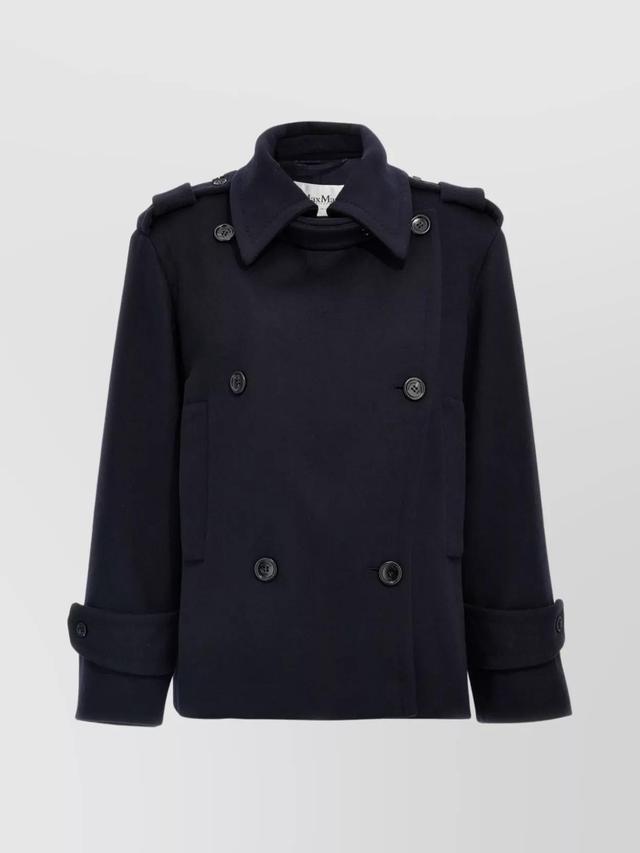 MAX MARA Lapel Coat Double-breasted Epaulettes In Blue Product Image