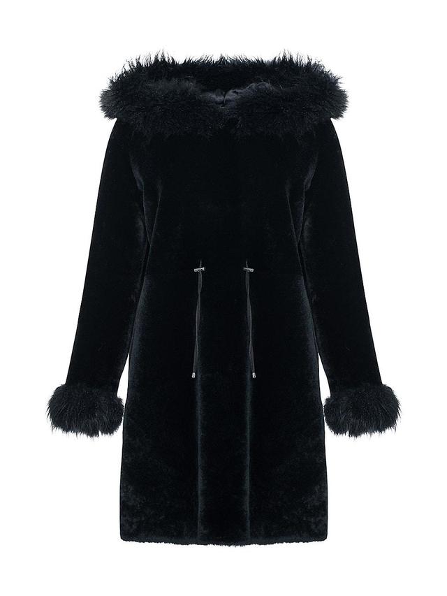 Shearling Lamb Parka With Cashmere Goat Hood Trim & Cuffs Product Image