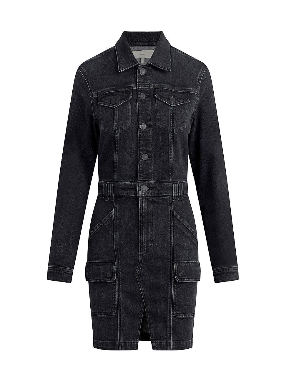 Womens Reconstructed Denim Long-Sleeve Minidress Product Image