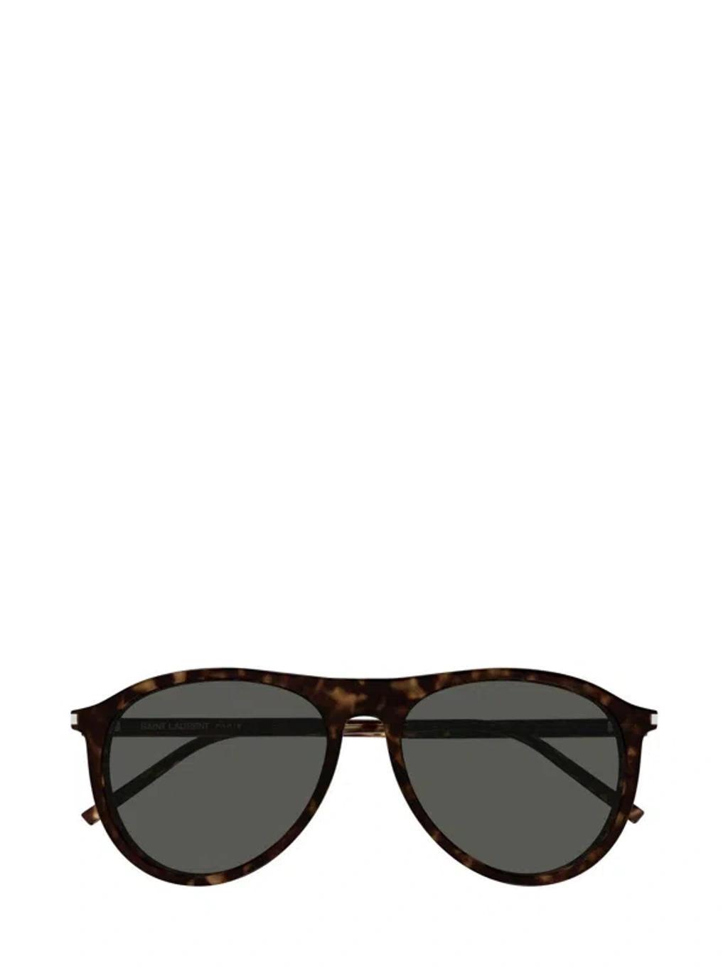 SAINT LAURENT Aviator Frame Sunglasses In 002 Havana Havana Grey Product Image