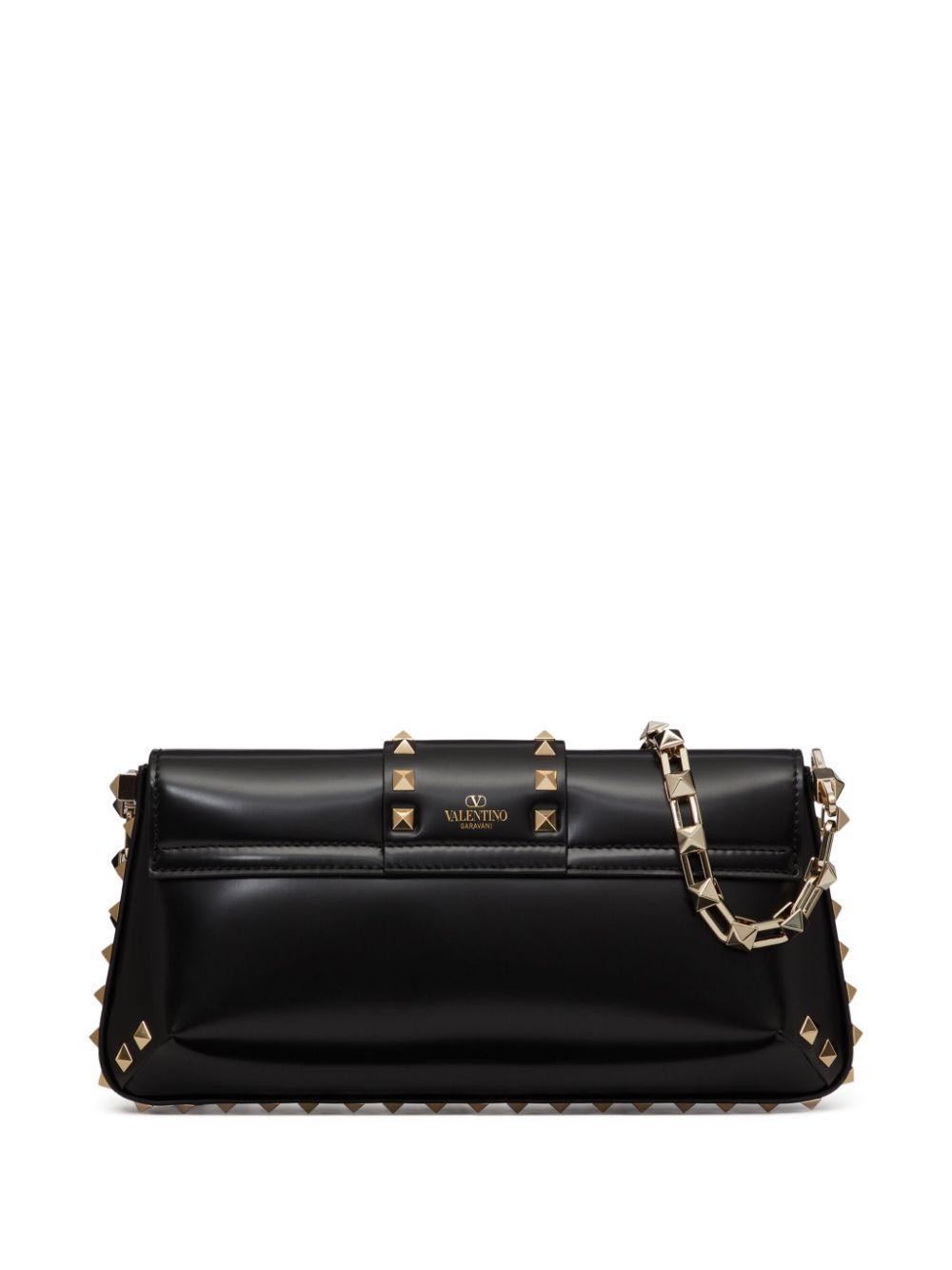 VALENTINO GARAVANI Rockstud Leather Shoulder Bag In Black Product Image