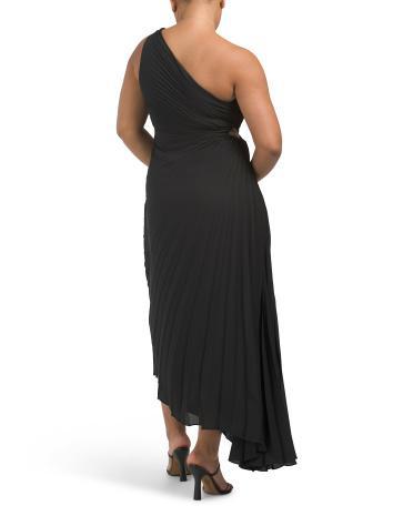 One Shoulder Pleated Maxi Dress for Women Product Image