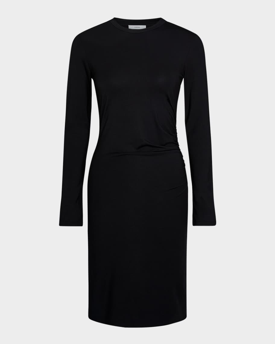 Long-Sleeve Ruched Crewneck Dress product image