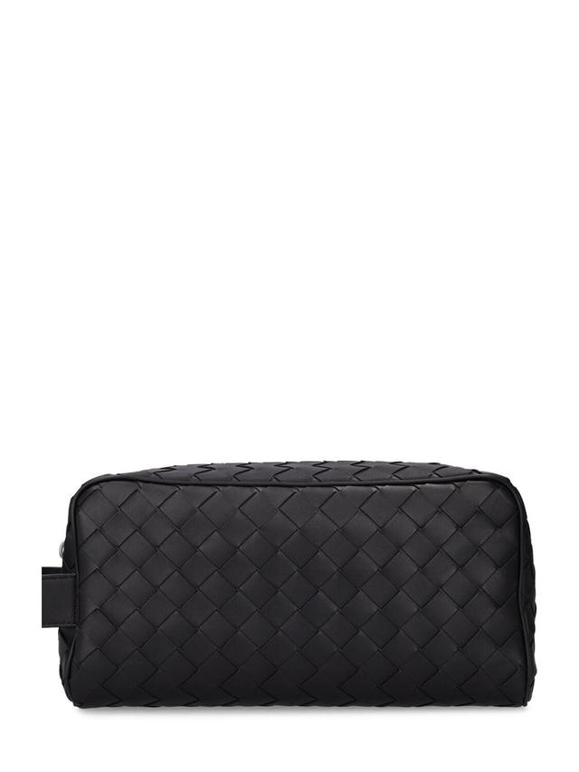 BOTTEGA VENETA Intrecciato Travel Leather Pouch In Black Product Image