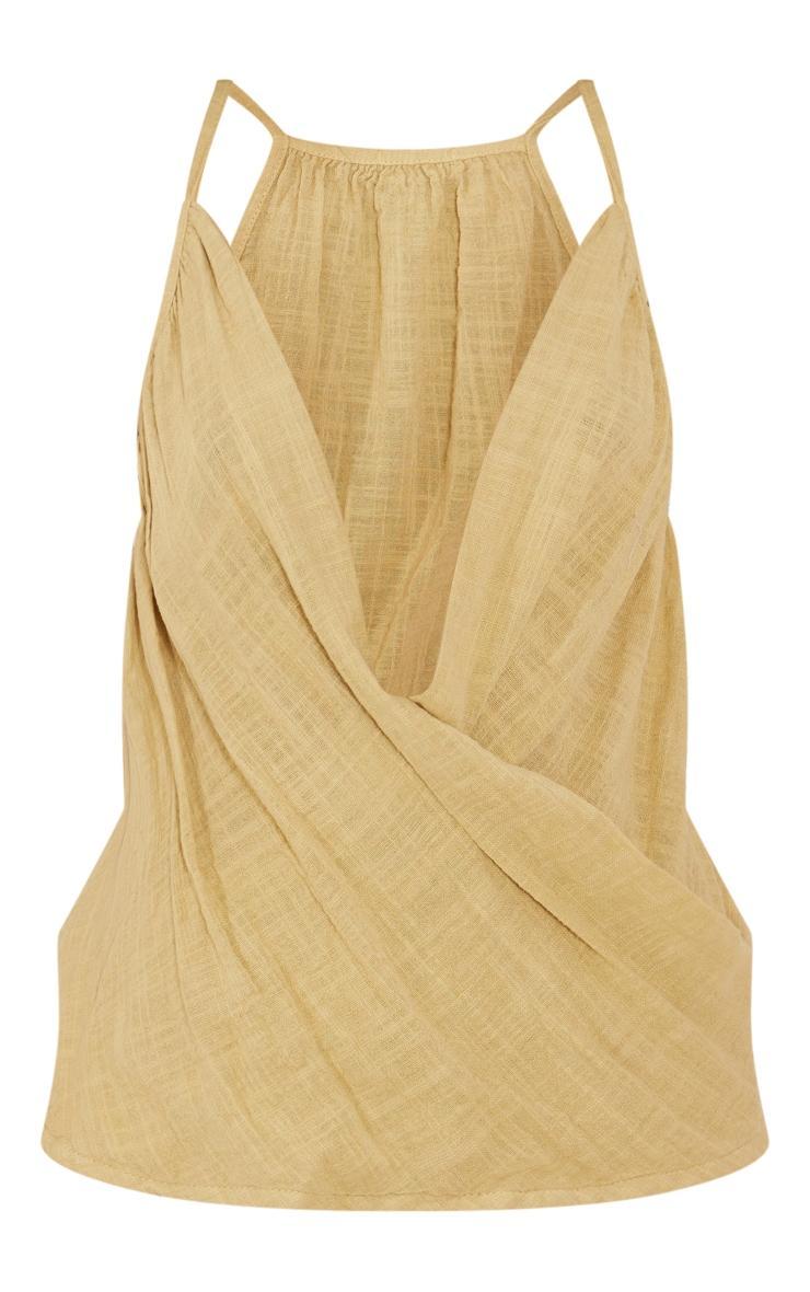 Sage Green Linen Look Cowl Drape Cami Long Top Product Image