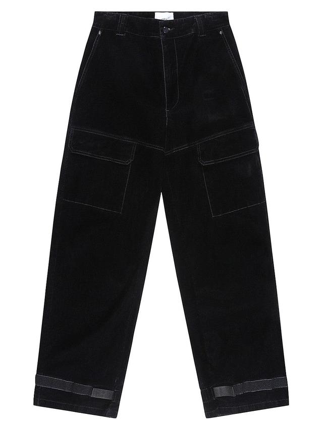 Mens Velvet Wide-Leg Cargo Pants Product Image