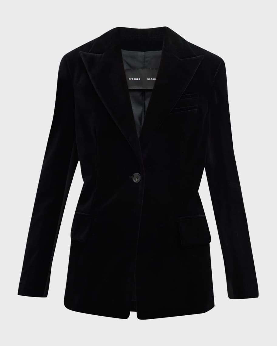 Nico Velvet Single-Breasted Blazer Jacket Product Image