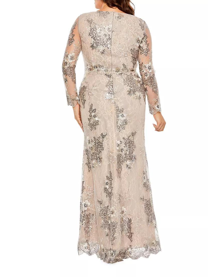 Embellished Lace Long-Sleeve Gown Product Image