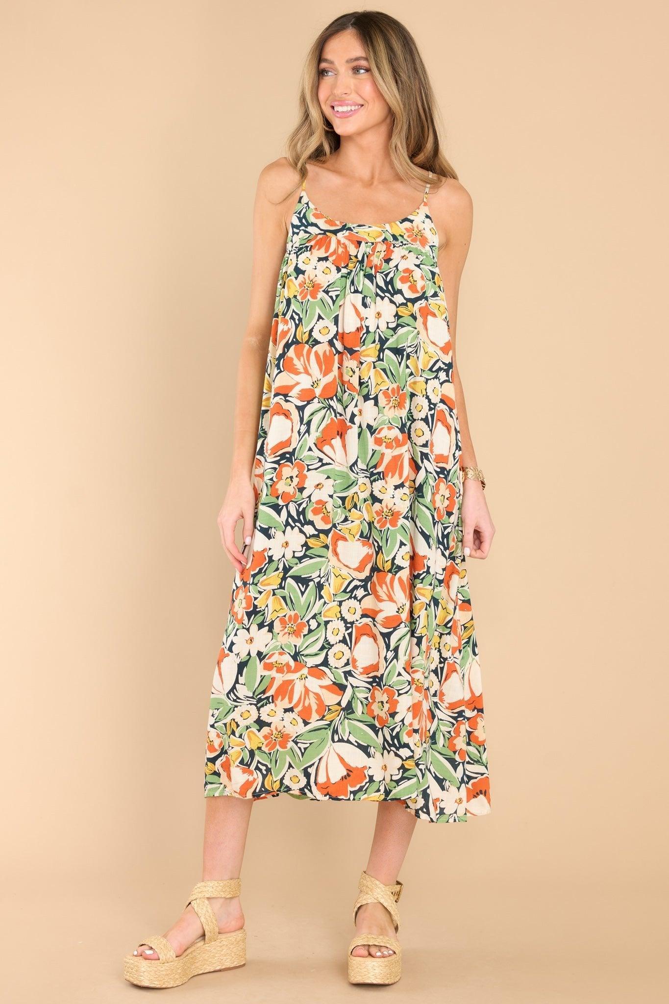 Always Have Ivory Floral Print Midi Dress Product Image