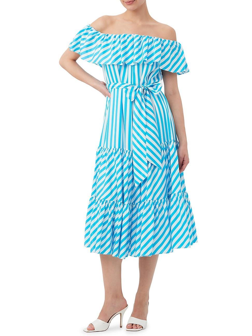 Womens Salima 2 Off-The-Shoulder Striped Ruffle Dress Product Image