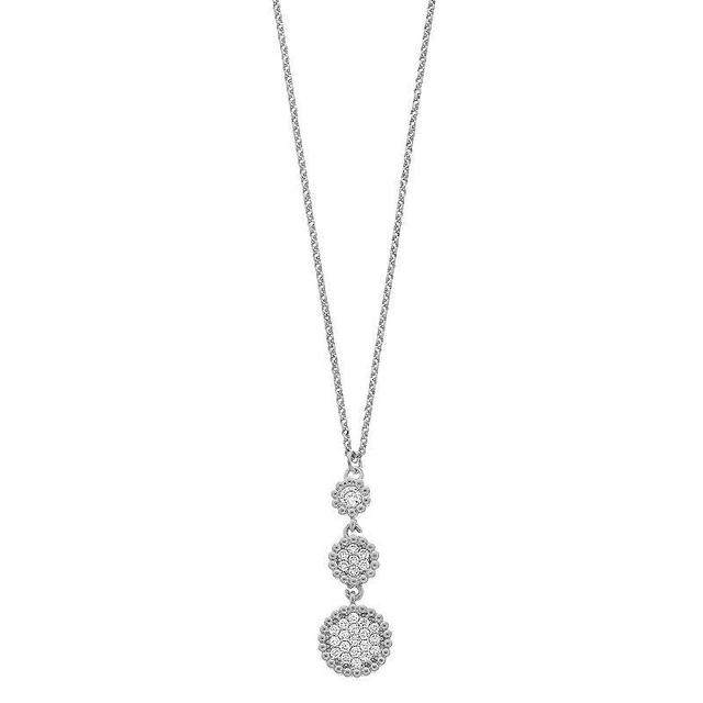 Sterling Silver Cubic Zirconia Cluster Adjustable Necklace, Womens Product Image