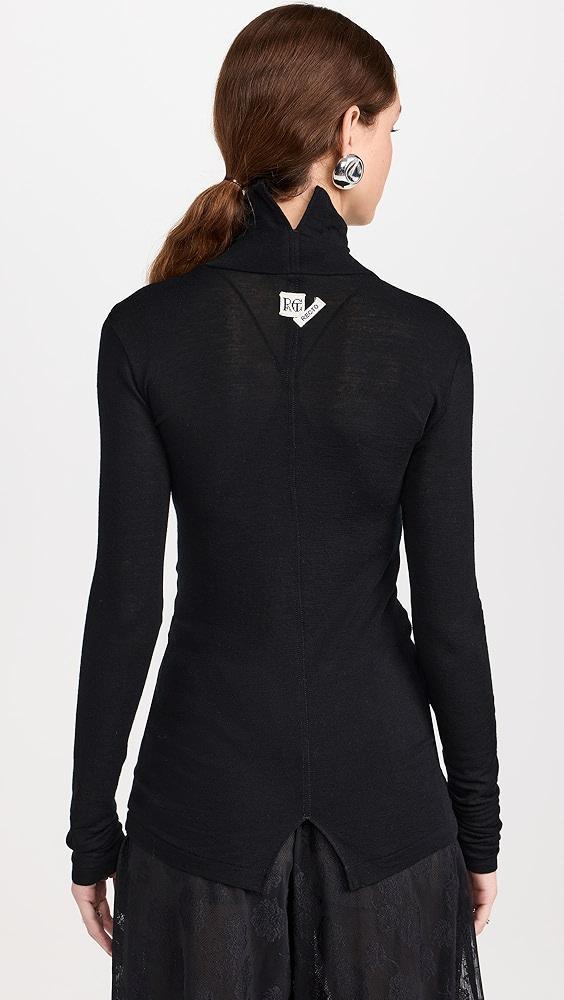 RECTO Overlay Jacquard Logo Turtleneck Top | Shopbop Product Image