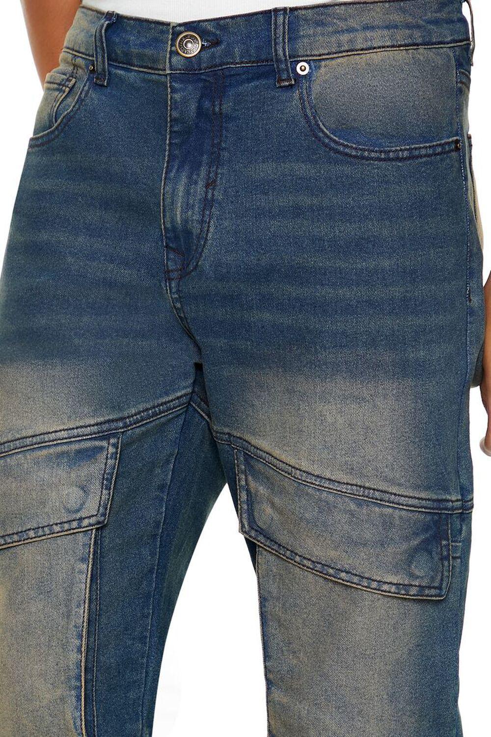 Stone Wash Slim-Fit Cargo Jeans | Forever 21 Product Image