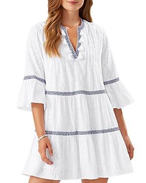 Tommy Bahama Embroidered Cotton Tier Cover-Up Dress Product Image