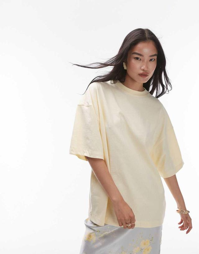 Topshop oversized dropped shoulder tee in lemon Product Image