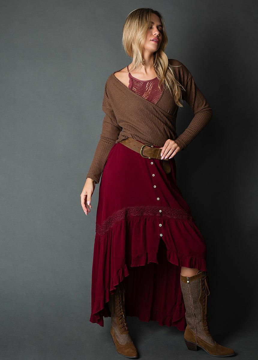 Alizah Skirt in Oxblood Product Image