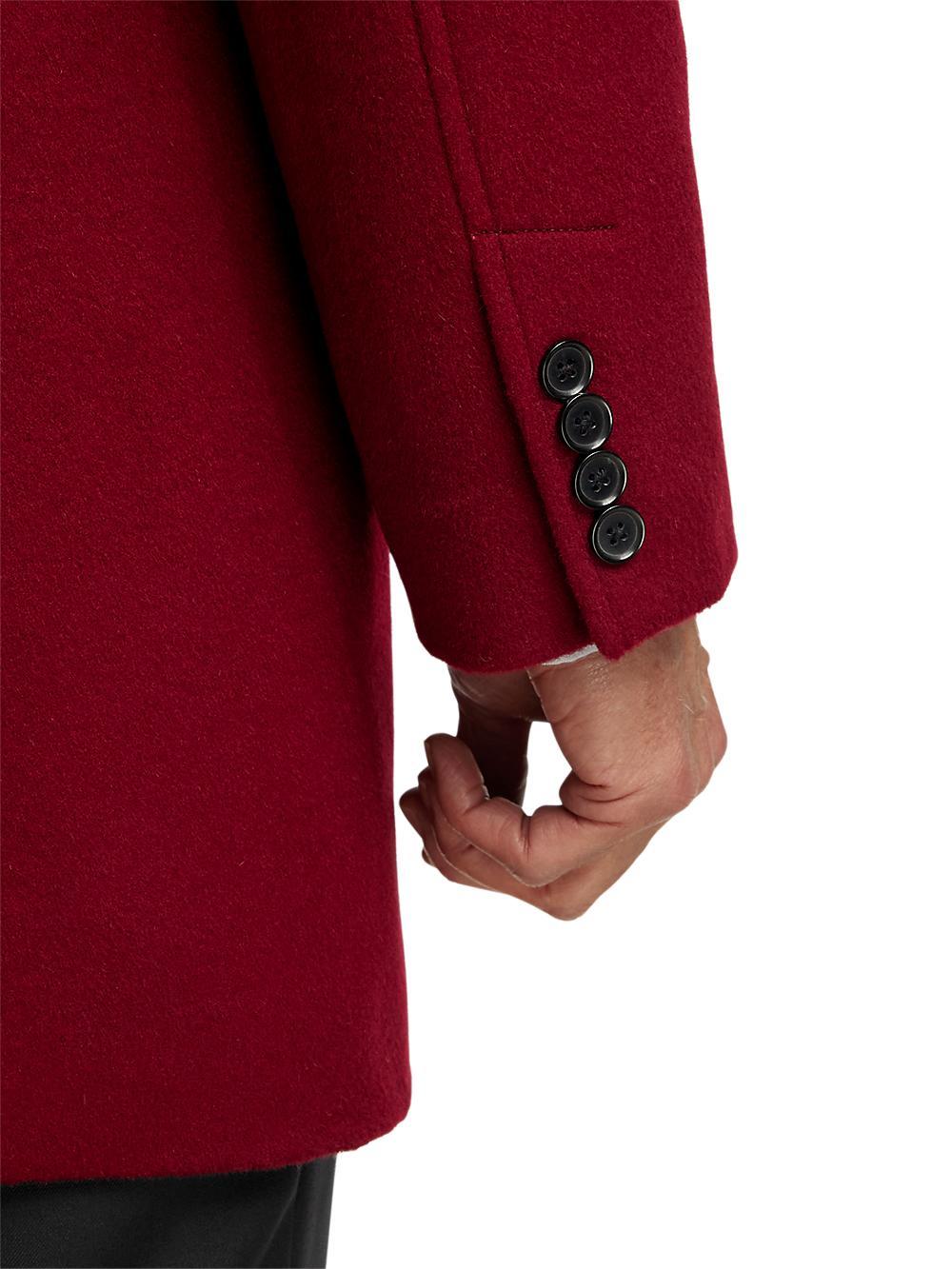 Wool Single Breasted Topcoat - Red Product Image