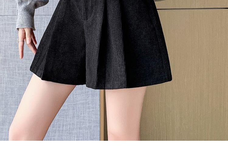 High Waist Corduroy Wide Leg Shorts Product Image