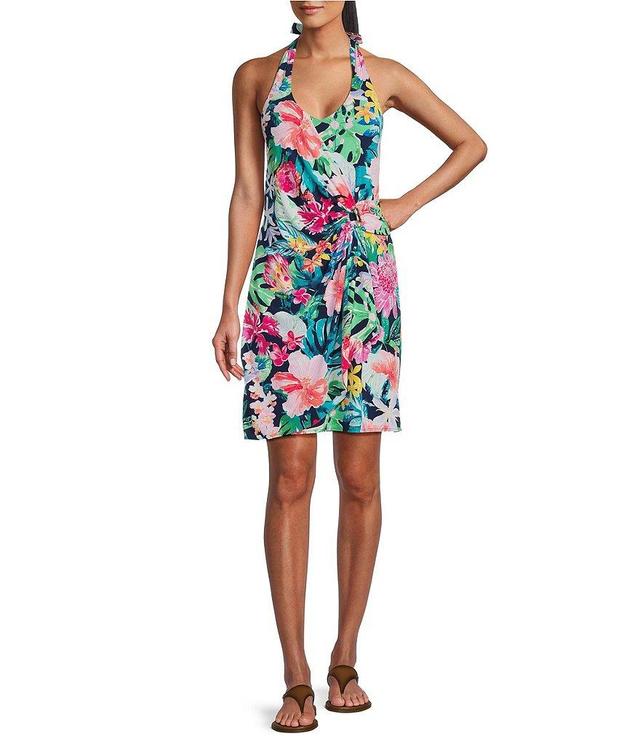 Tommy Bahama Stretch Matte Jersey Halter Neck Sleeveless Tie Back Dress Product Image