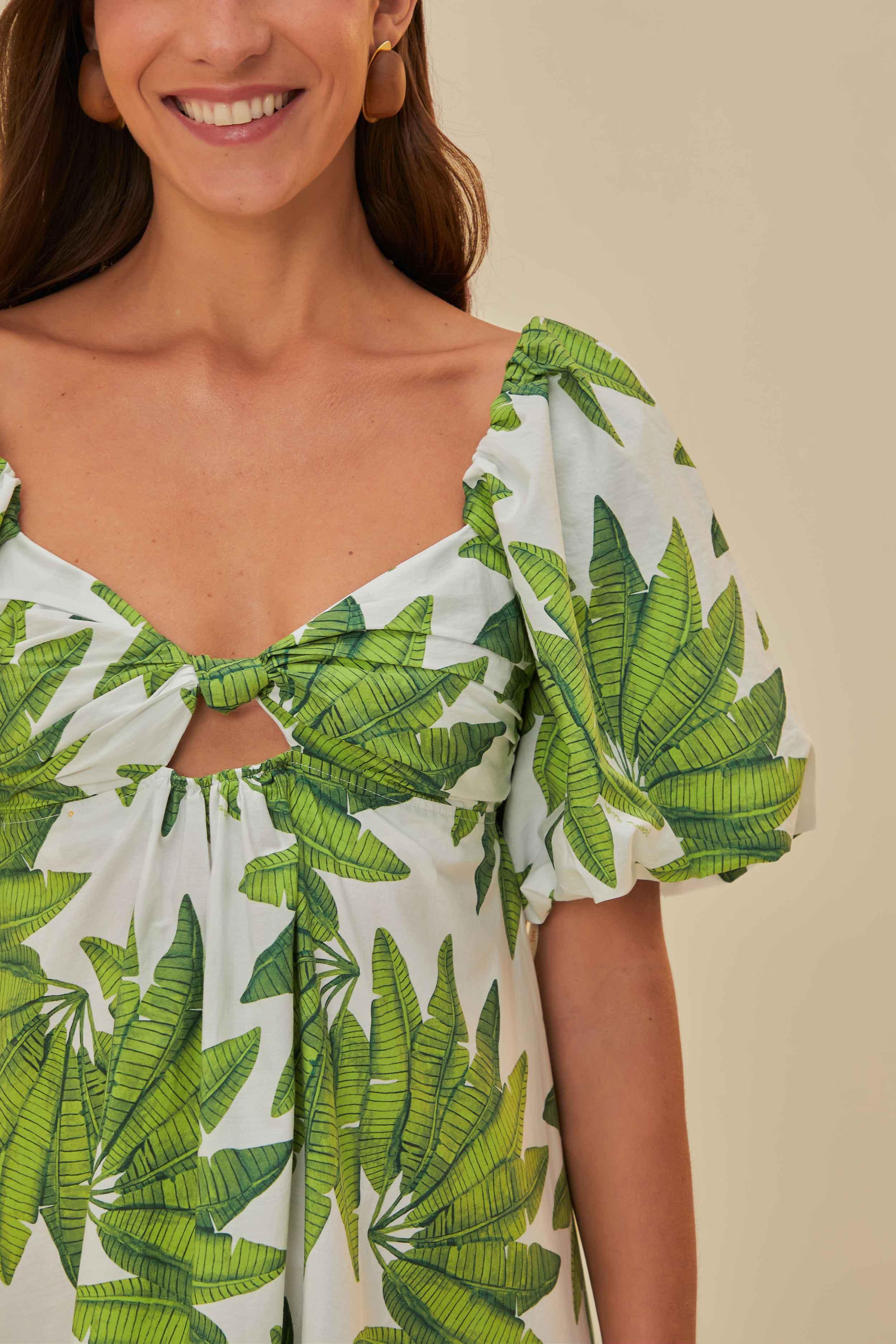 Off-White Palms Fan Mini Dress, PALM FAN OFF-WHITE / XS Product Image