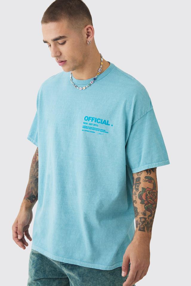 Oversized Washed Offical Slogan Tshirt | boohooMAN USA Product Image