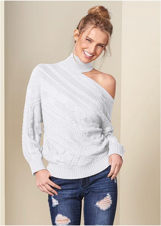 One-Shoulder Turtleneck Sweater Product Image