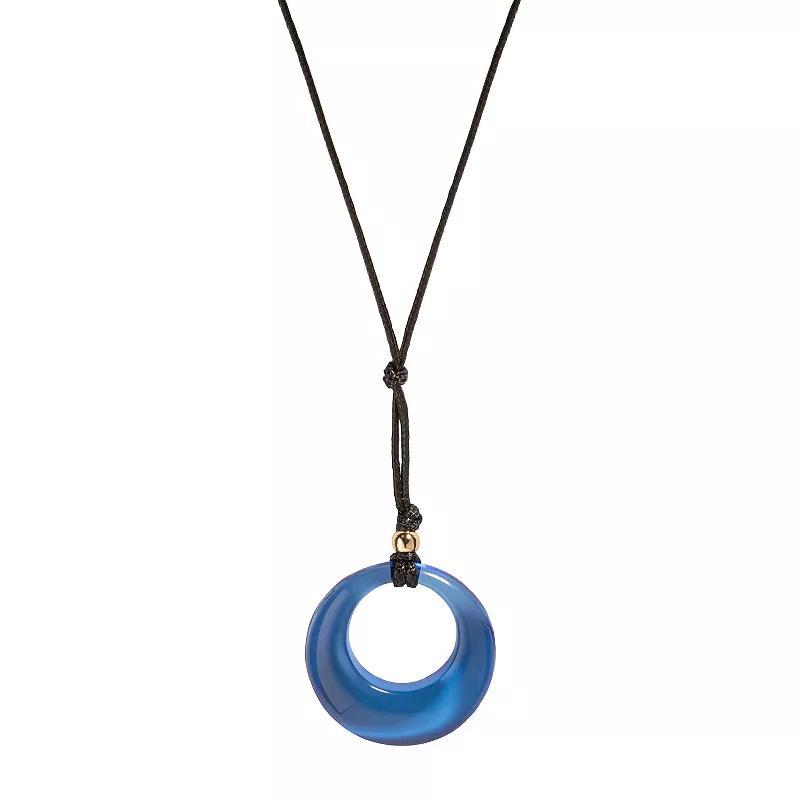 LC Lauren Conrad Gold Tone Blue Circle Pendant Necklace, Womens Product Image