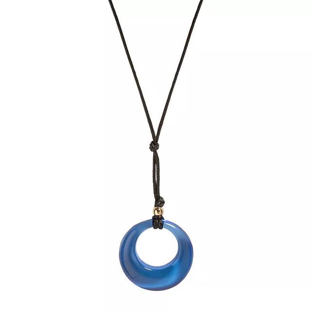 LC Lauren Conrad Gold Tone Blue Circle Pendant Necklace, Womens Product Image