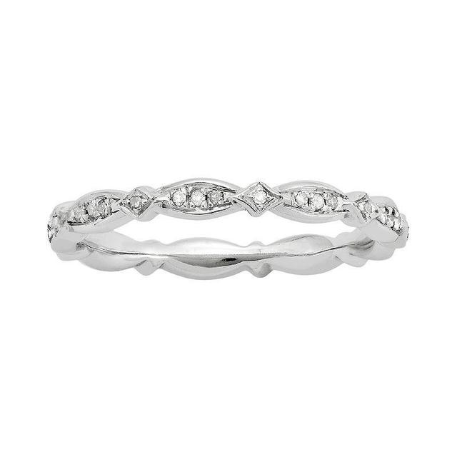 Stacks & Stones Sterling Silver .11-ct. T.W. Diamond Stack Ring, Womens White Product Image