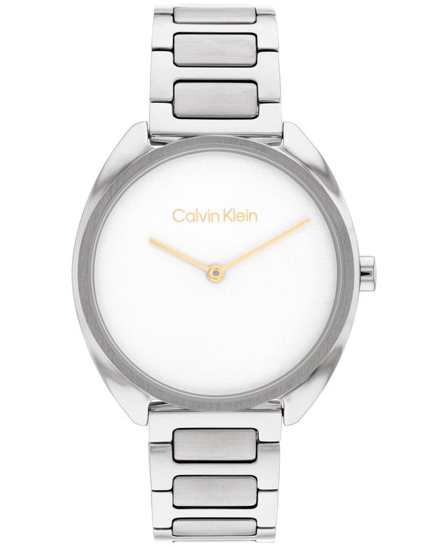 Calvin Klein Womens Silver-Tone Stainless Steel Bracelet Watch 34mm - Silver Product Image