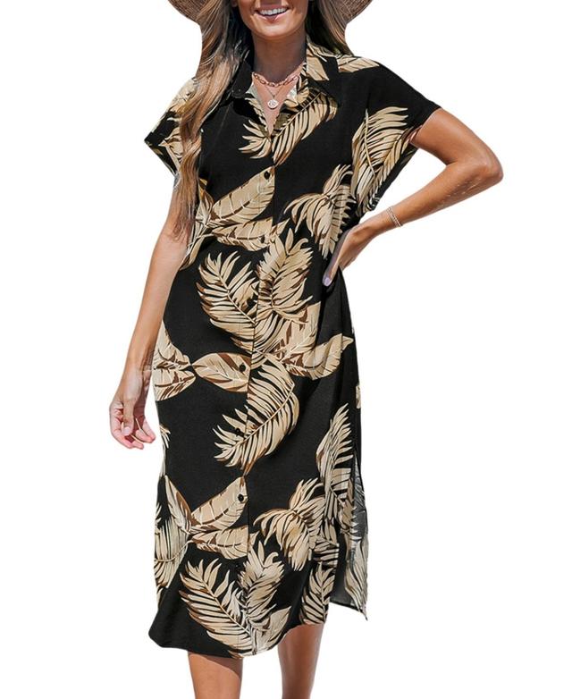 Cupshe Womens Tropical Leaf Print Cover-Up Beach Dress Product Image