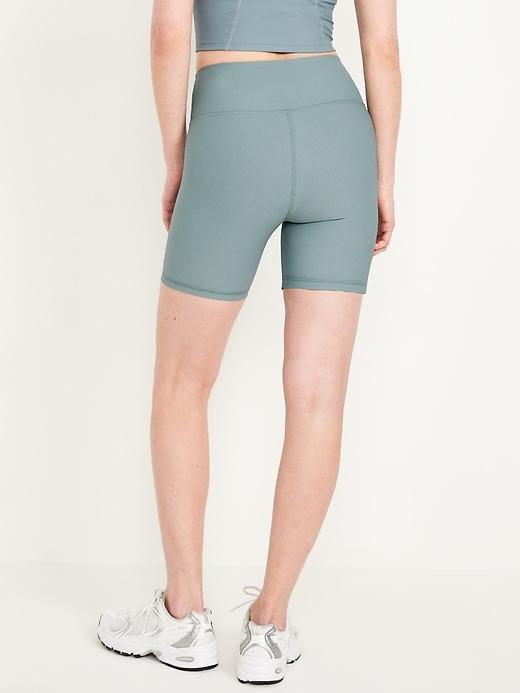 High-Waisted PowerSoft Ribbed Biker Shorts -- 6-inch inseam Product Image