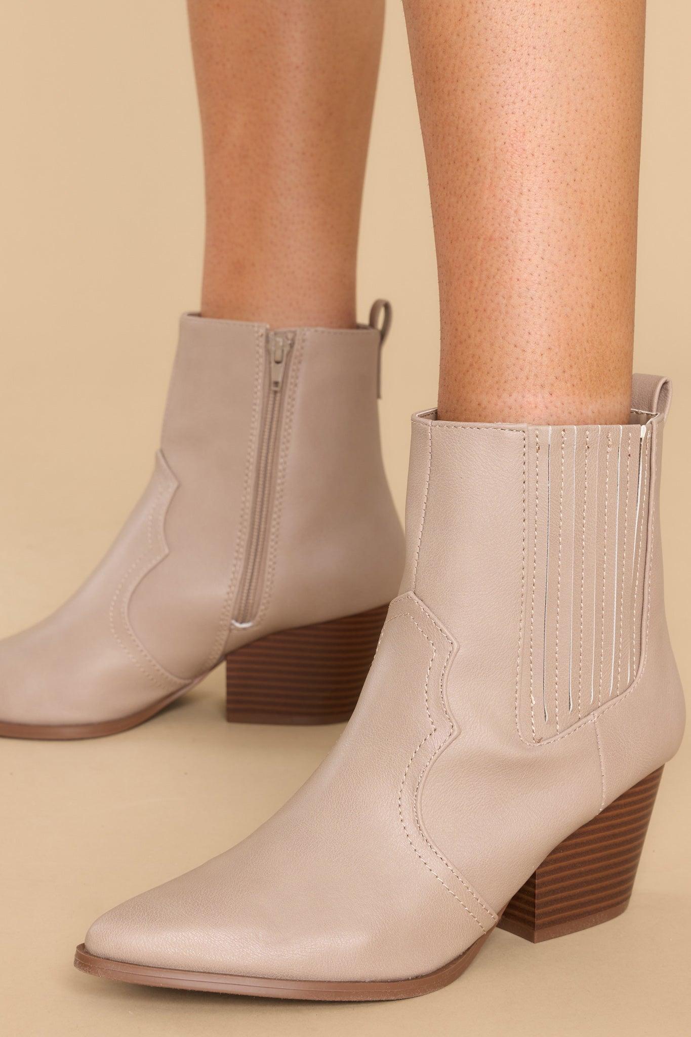 Living For It Western Taupe Boots Product Image