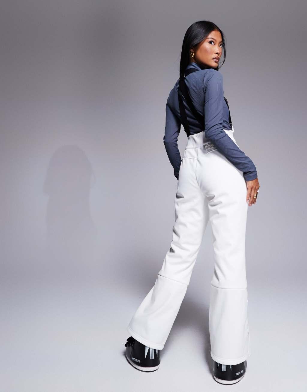 ASOS 4505 Petite Ski soft shell water repellent kick flare ski pants in white Product Image