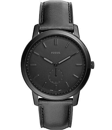 Fossil Mens Minimalist Black Leather Strap Watch 44mm product image