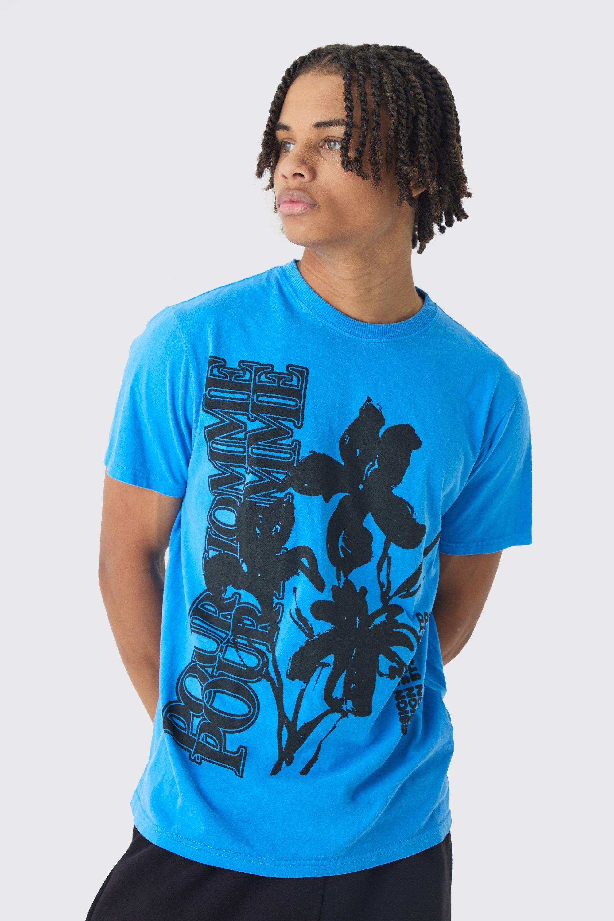 Slim Washed Floral Print T-Shirt | boohooMAN USA Product Image